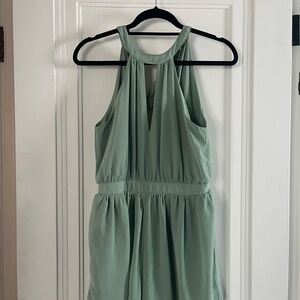 Elegant Sage Green Sleeveless Dress